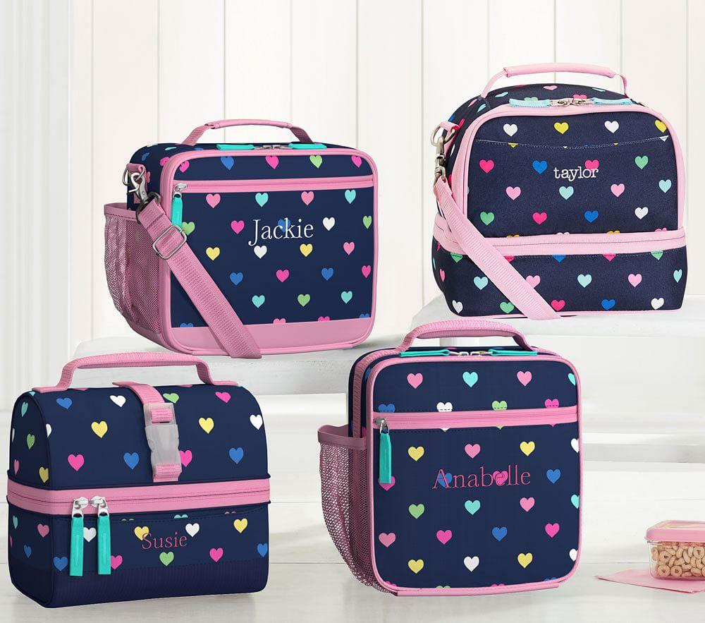 Mackenzie Navy Pink Multi Hearts Lunch Bag